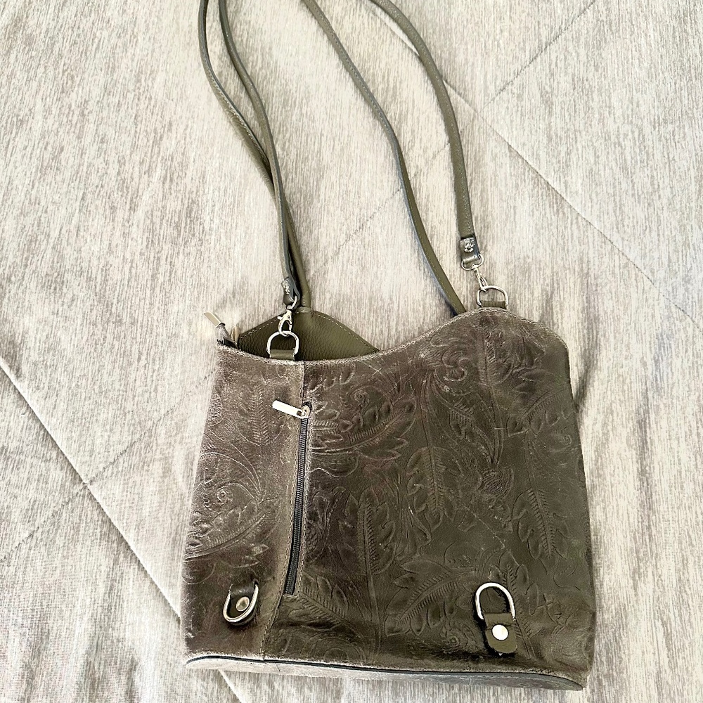 Borse in Pelle Italian embossed leather shoulder bag